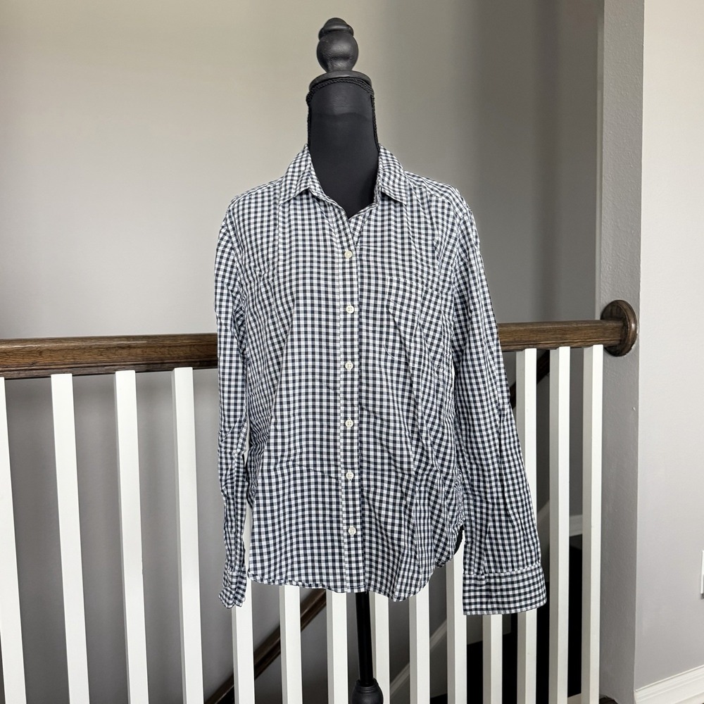 Abercrombie & Fitch Button Up Blue Gingham Shirt Womens Medium Coastal Preppy